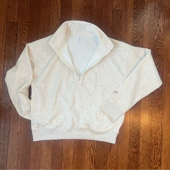 Fabletics Women's Cream Half-Zip Sweatshirt - Picture 3 of 9